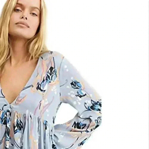 Free People Bella Floral Print Tunic Sky Combo Small - Picture 6 of 7